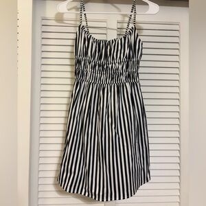 Olivaceous Black and White Striped Dress